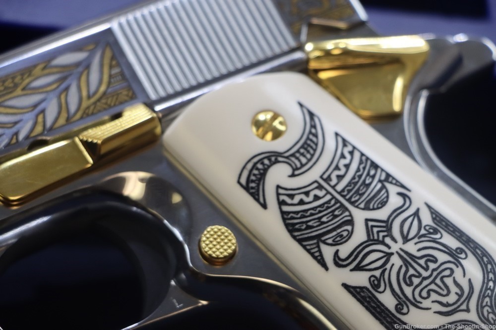 Colt HAKA Series 1911 Pistol 38 SUPER High Polished Stainless Gold Engraved-img-9