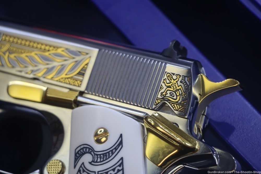 Colt HAKA Series 1911 Pistol 38 SUPER High Polished Stainless Gold Engraved-img-14