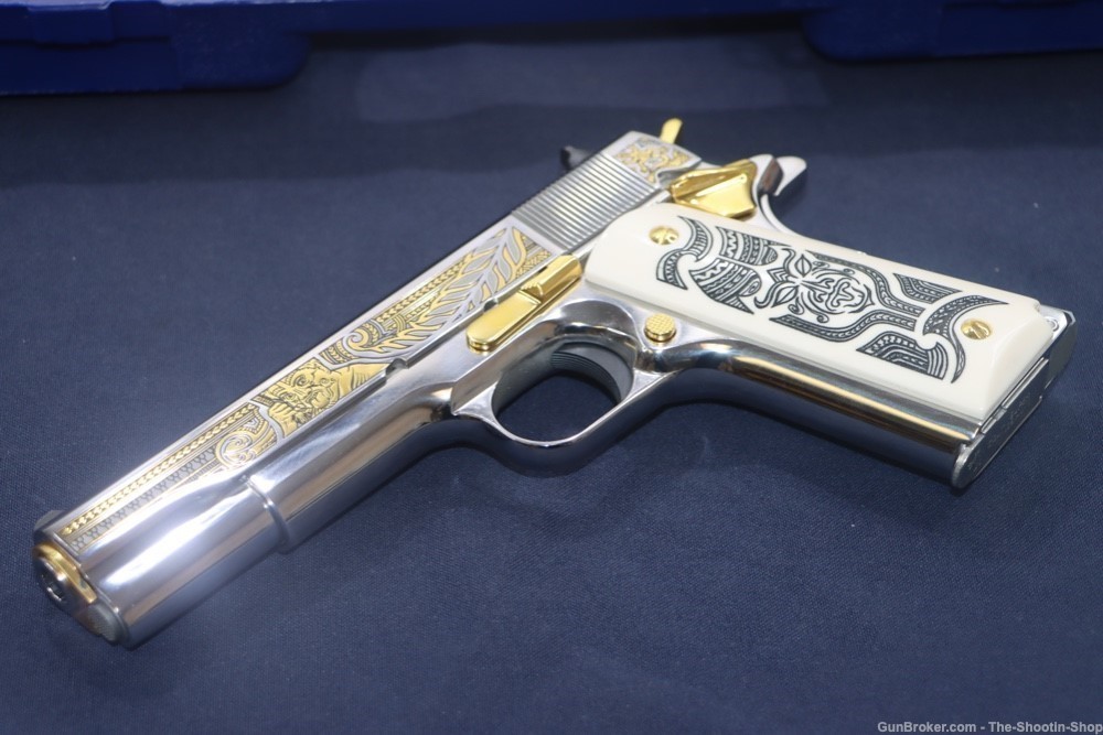 Colt HAKA Series 1911 Pistol 38 SUPER High Polished Stainless Gold Engraved-img-51