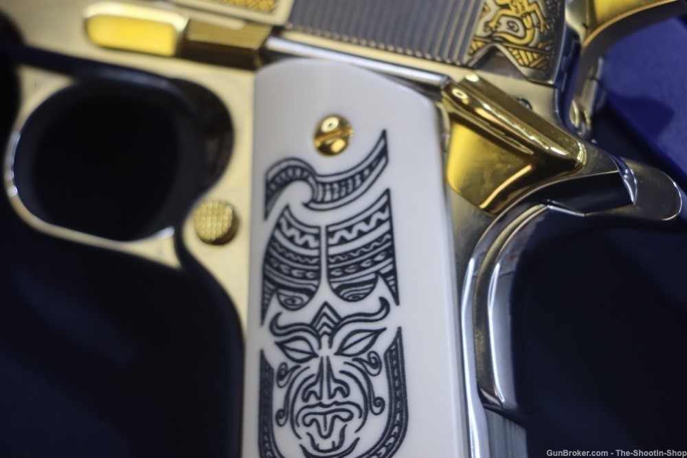 Colt HAKA Series 1911 Pistol 38 SUPER High Polished Stainless Gold Engraved-img-15