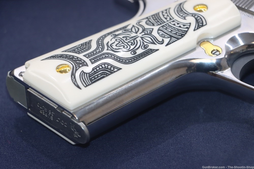 Colt HAKA Series 1911 Pistol 38 SUPER High Polished Stainless Gold Engraved-img-54
