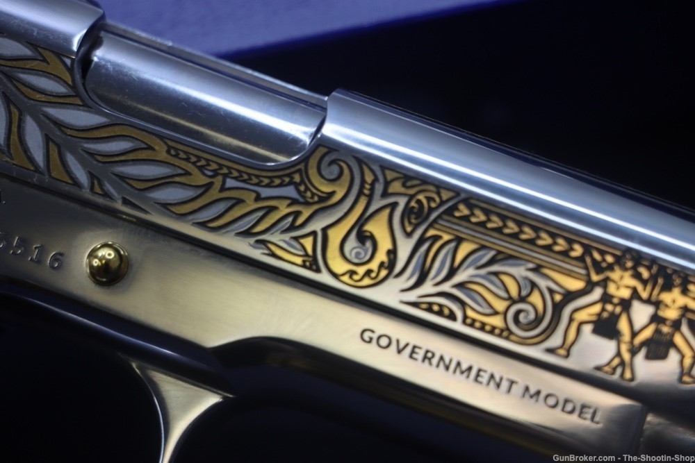 Colt HAKA Series 1911 Pistol 38 SUPER High Polished Stainless Gold Engraved-img-26
