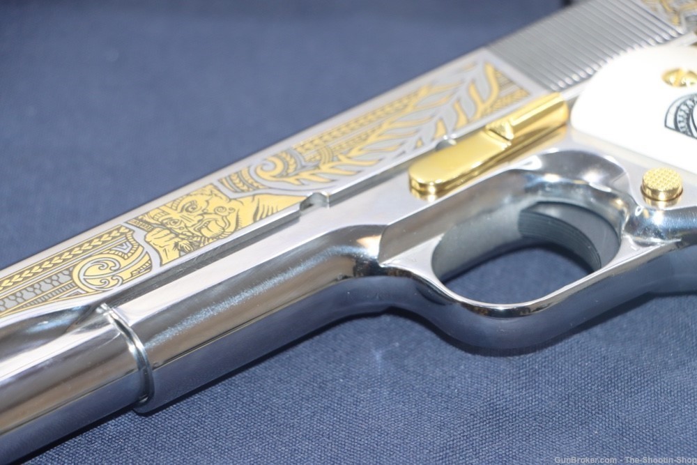 Colt HAKA Series 1911 Pistol 38 SUPER High Polished Stainless Gold Engraved-img-48