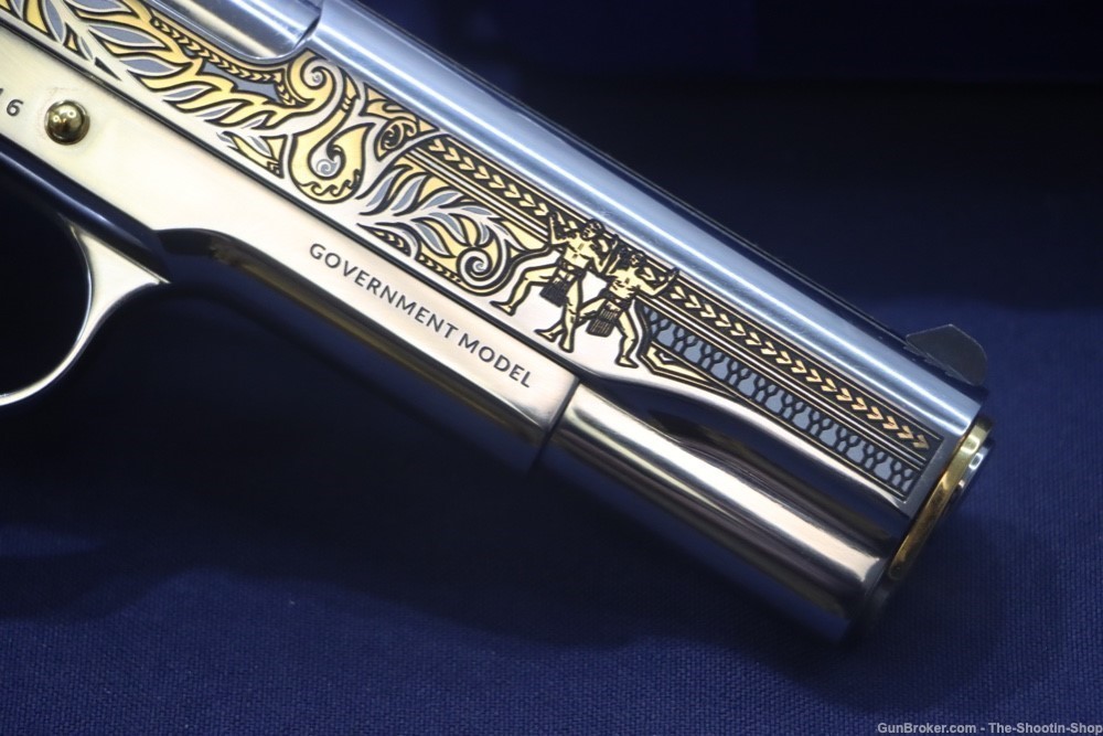 Colt HAKA Series 1911 Pistol 38 SUPER High Polished Stainless Gold Engraved-img-23