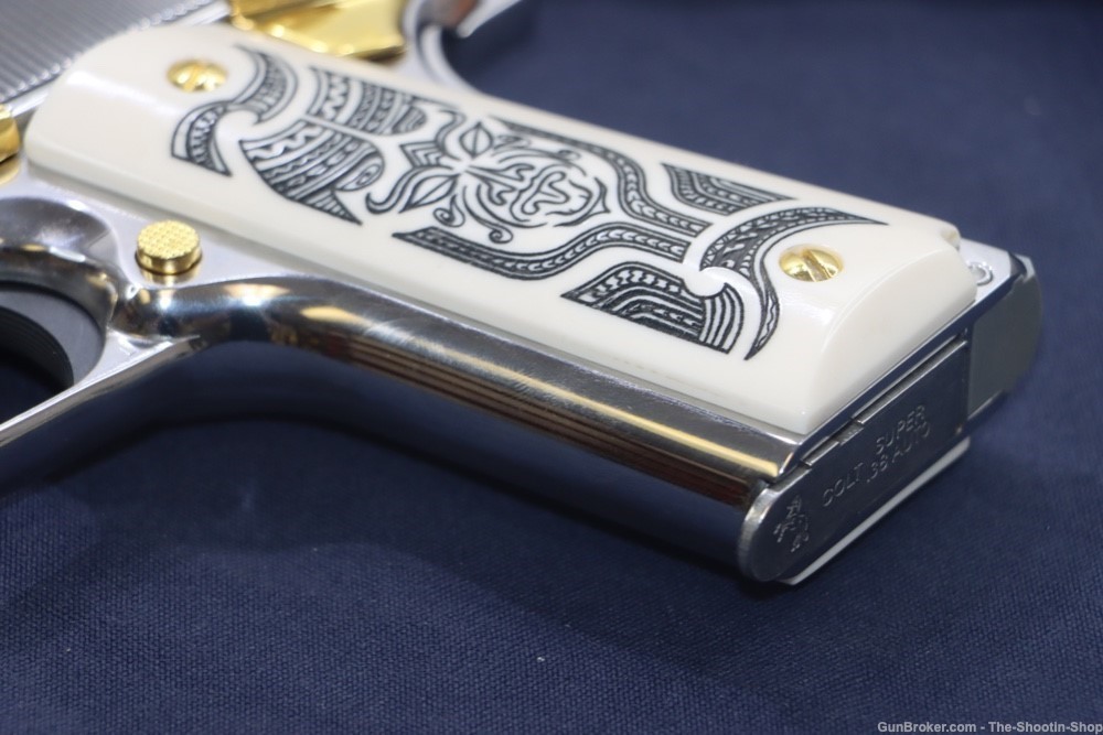 Colt HAKA Series 1911 Pistol 38 SUPER High Polished Stainless Gold Engraved-img-50