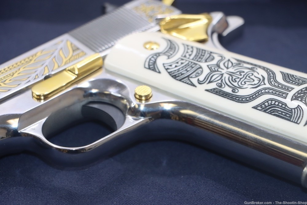 Colt HAKA Series 1911 Pistol 38 SUPER High Polished Stainless Gold Engraved-img-49