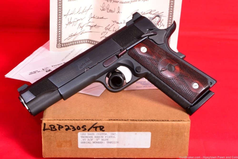 WOW NICE Les Baer Custom Thunder Ranch 1911 .45 Pistol Box Certificate NR-img-0