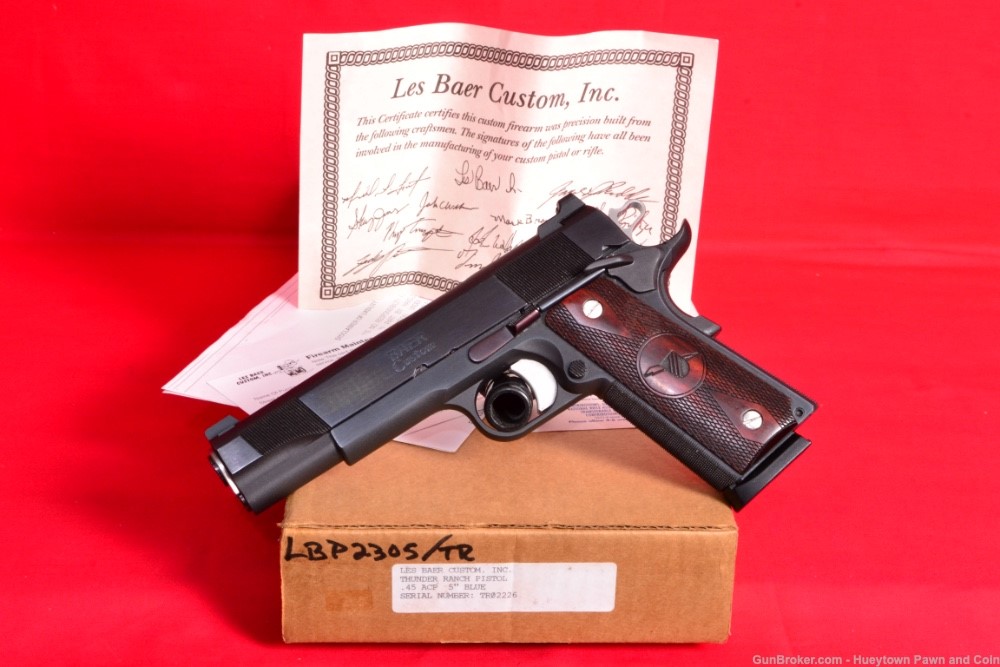 WOW NICE Les Baer Custom Thunder Ranch 1911 .45 Pistol Box Certificate NR-img-1