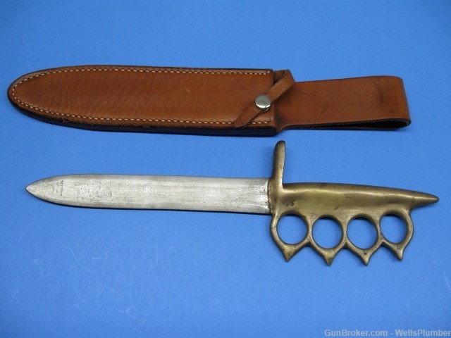 US WWII THEATER MADE KNUCKLE KNIFE FIGHTING KNIFE WITH SCABBARD (NICE)-img-2