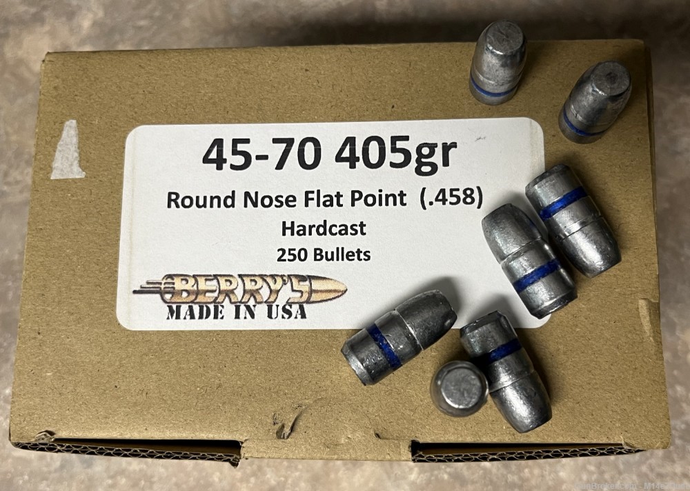 45-70 405gr Round Nose Flat Point (.458) bullets Hard Cast 250ct-img-0