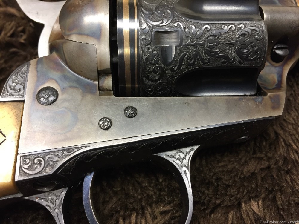 First Generation Colt SAA Engraved by A.A. White, Stag Grips, 38 Special -img-5