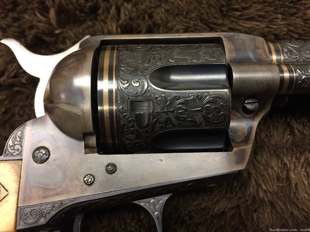 First Generation Colt SAA Engraved by A.A. White, Stag Grips, 38 Special -img-6