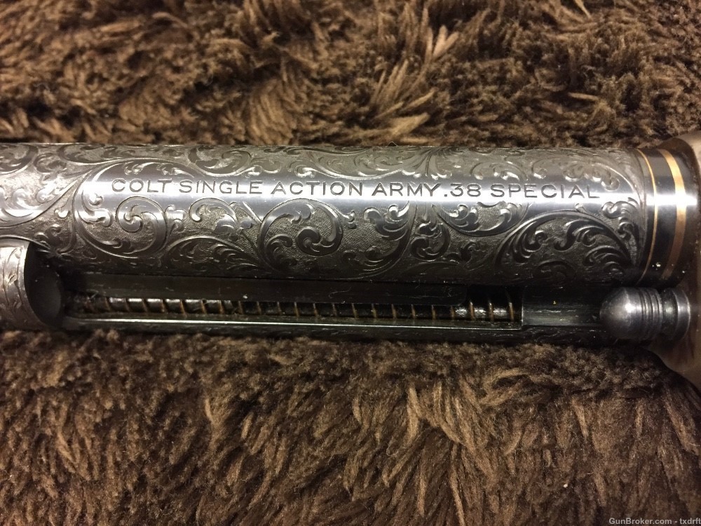 First Generation Colt SAA Engraved by A.A. White, Stag Grips, 38 Special -img-11