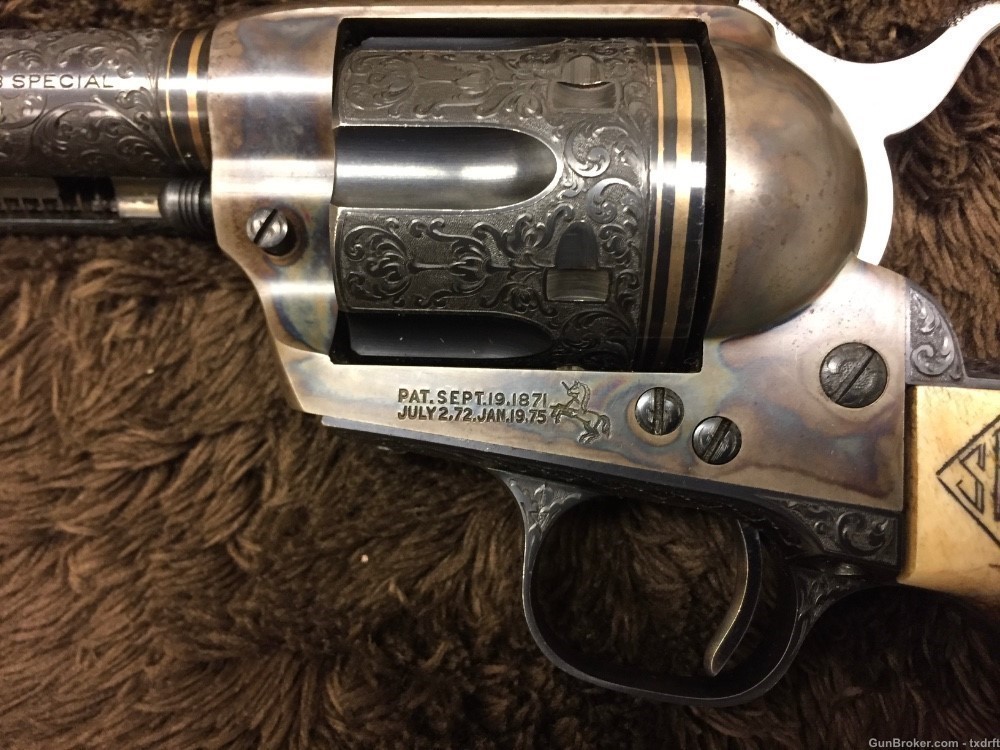 First Generation Colt SAA Engraved by A.A. White, Stag Grips, 38 Special -img-3