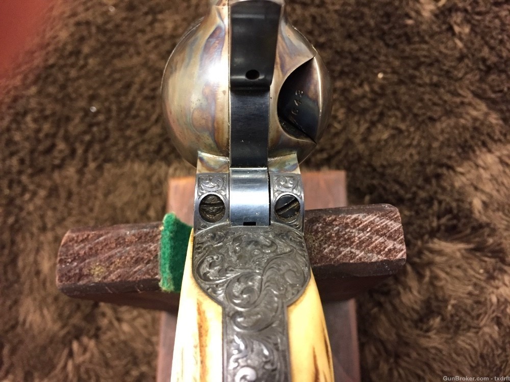 First Generation Colt SAA Engraved by A.A. White, Stag Grips, 38 Special -img-7
