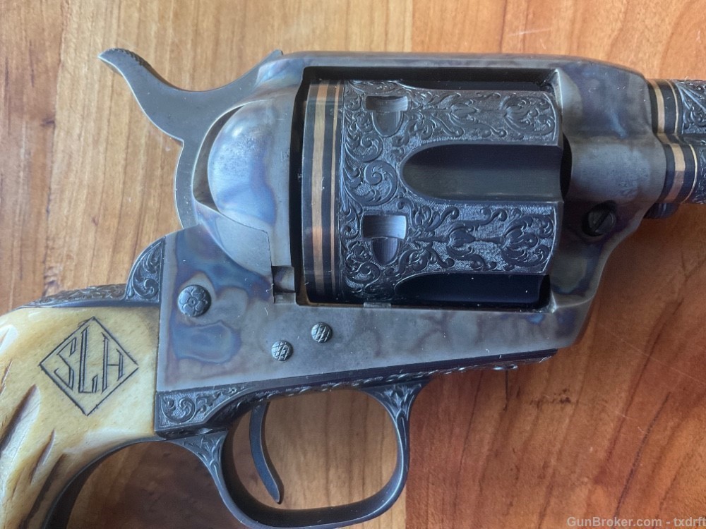First Generation Colt SAA Engraved by A.A. White, Stag Grips, 38 Special -img-1