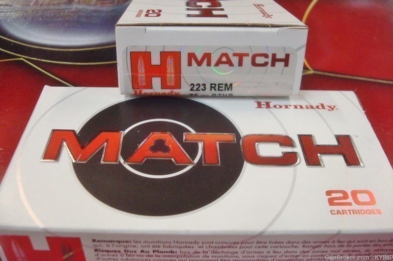 100 HORNADY MATCH .223 Boat Tail Hollow Point 75 gr new 8026 ammo-img-2