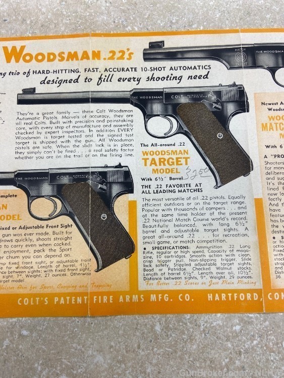 Colt Woodsman Pre War Tri Fold Flyer Bullseye Target Sport Vintatge -img-6