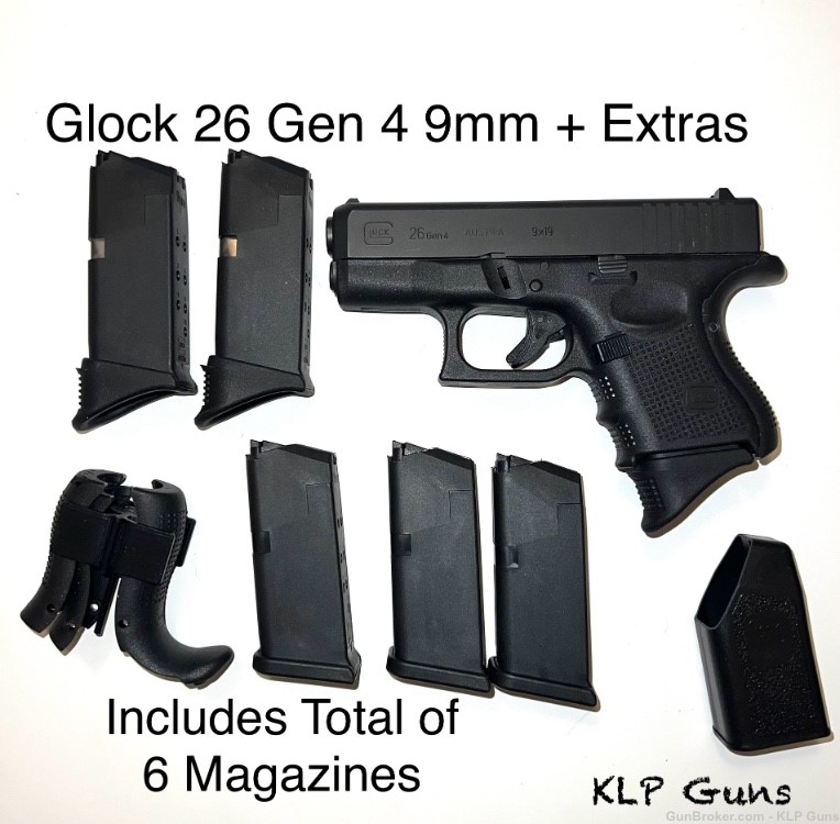Glock 26 Gen 4 9mm LIKE NEW! 6 Magazines + Extras Ideal Conceal!-img-0