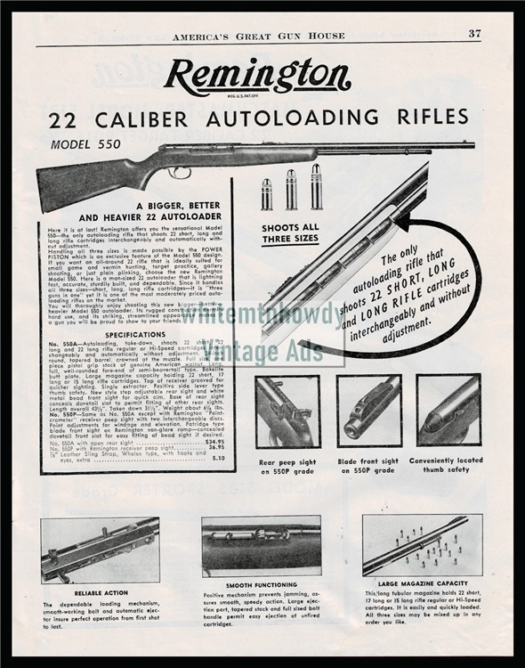 1951 REMINGTON 550 .22 Autoloading Rifle PRINT AD-img-0