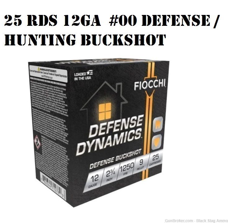 25 rds 12 ga gauge Fiocchi Defense buckshot hunting defense 12ga #00 buck-img-0