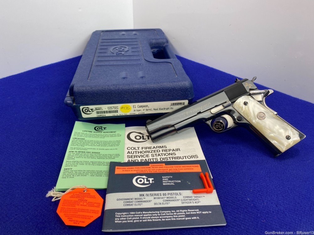 1997 Colt El Campeon .38 Super Blue/Stainless *1 of ONLY 550 EVER MADE*-img-0