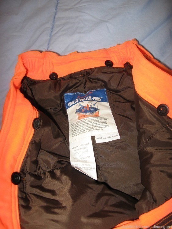 Walls Water-Pruf Insulated Blaze Orange Thermal Pants Waist Size 32-34pair -img-5