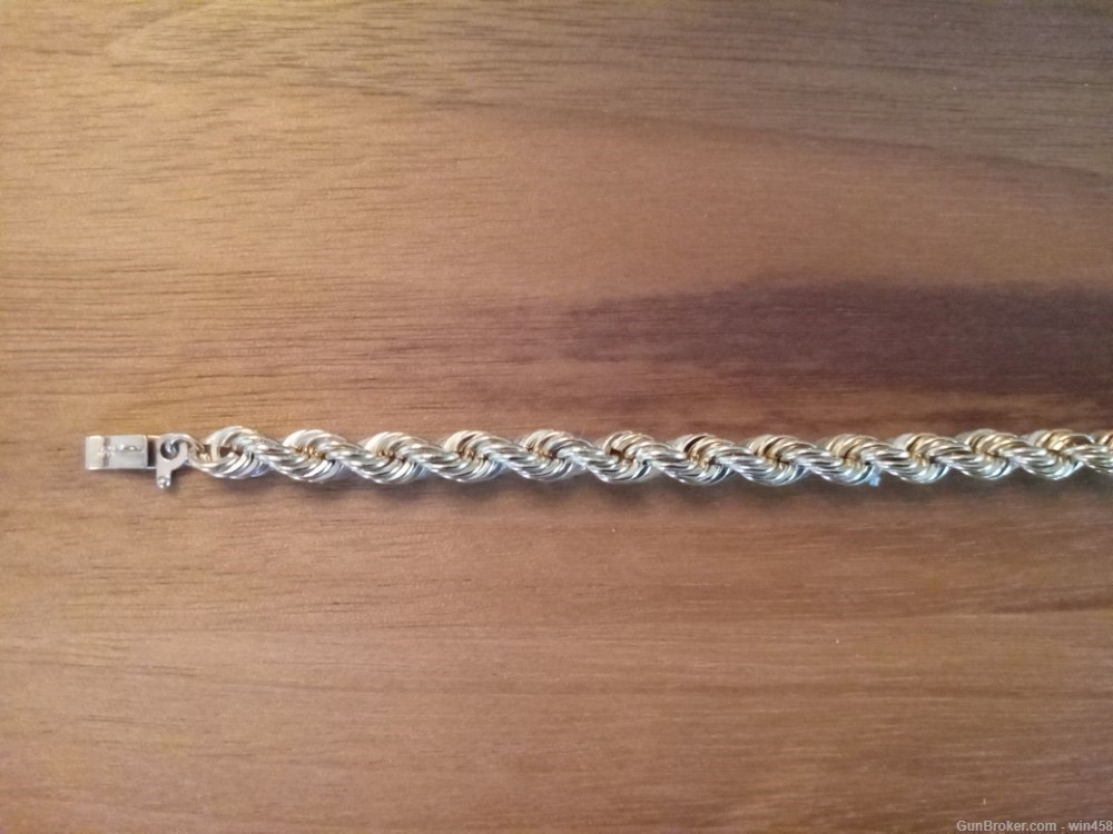 Solid 14K Gold Men's or Womans Diamond Cut Rope Bracelet (New)-img-4