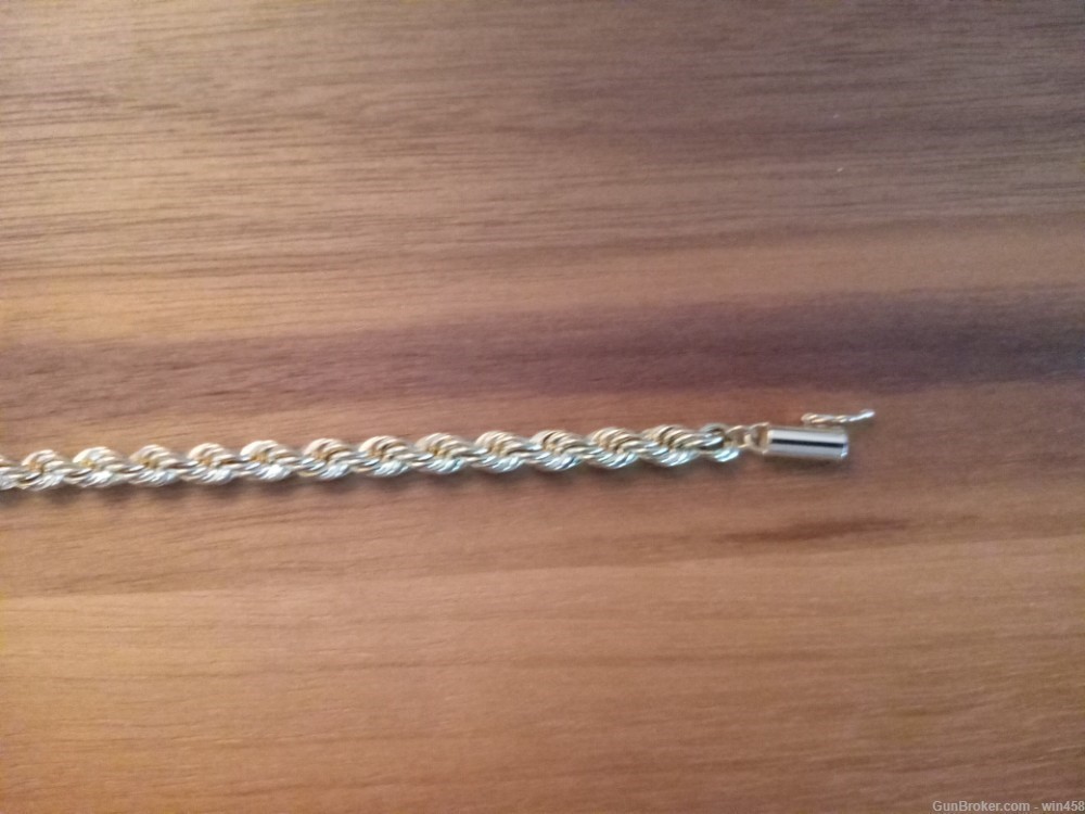 Solid 14K Gold Men's or Womans Diamond Cut Rope Bracelet (New)-img-3