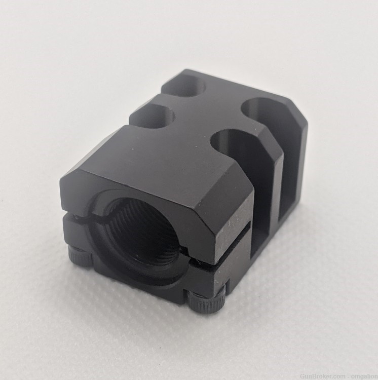 9/16"x24 .40cal Muzzle Brake, Black Ano, 10-degree for Glock 17 width slide-img-1
