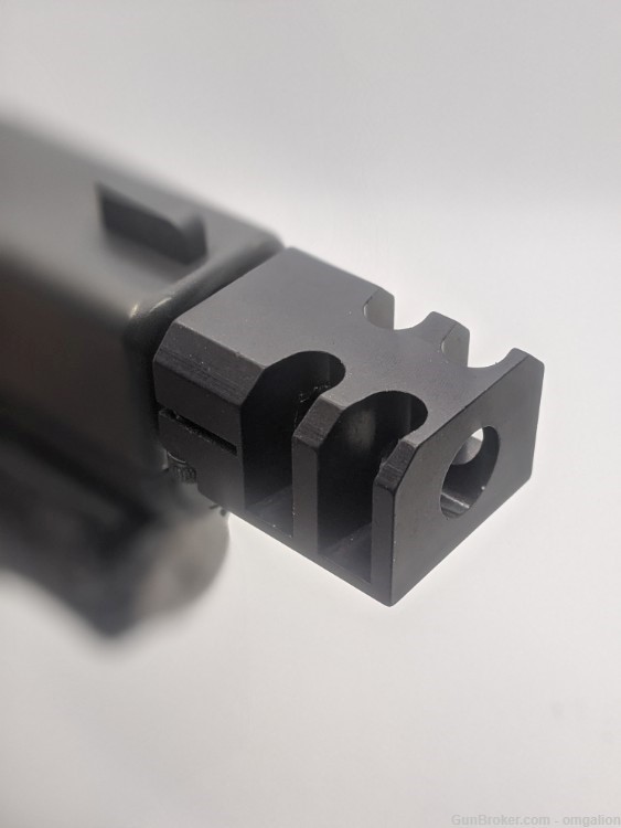 9/16"x24 .40cal Muzzle Brake, Black Ano, 10-degree for Glock 17 width slide-img-2