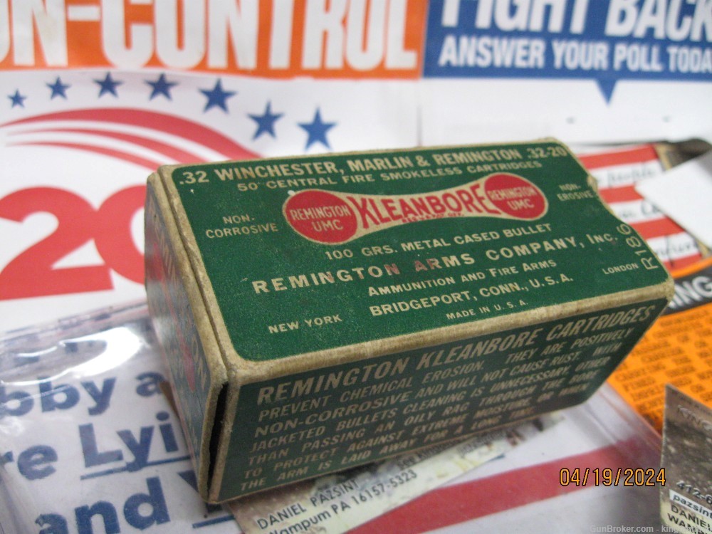 Scarce 32-20 WIN 100 gr MC Remington Dogbone 1930's Kleanbore Nice Box-img-6