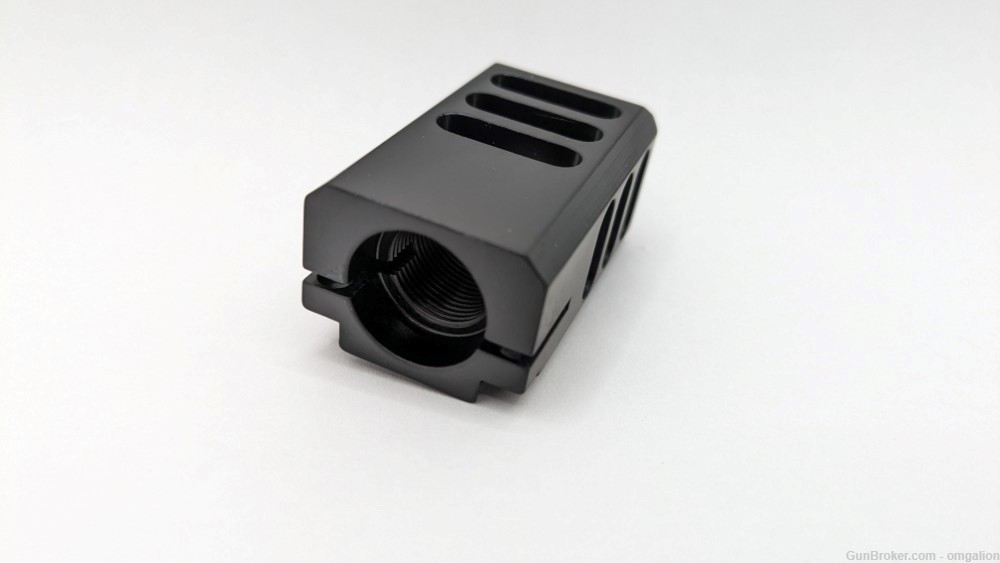 9mm 9-Port 1/2-28 Counterbored Muzzle Brake Compensator Anodize Black-img-1