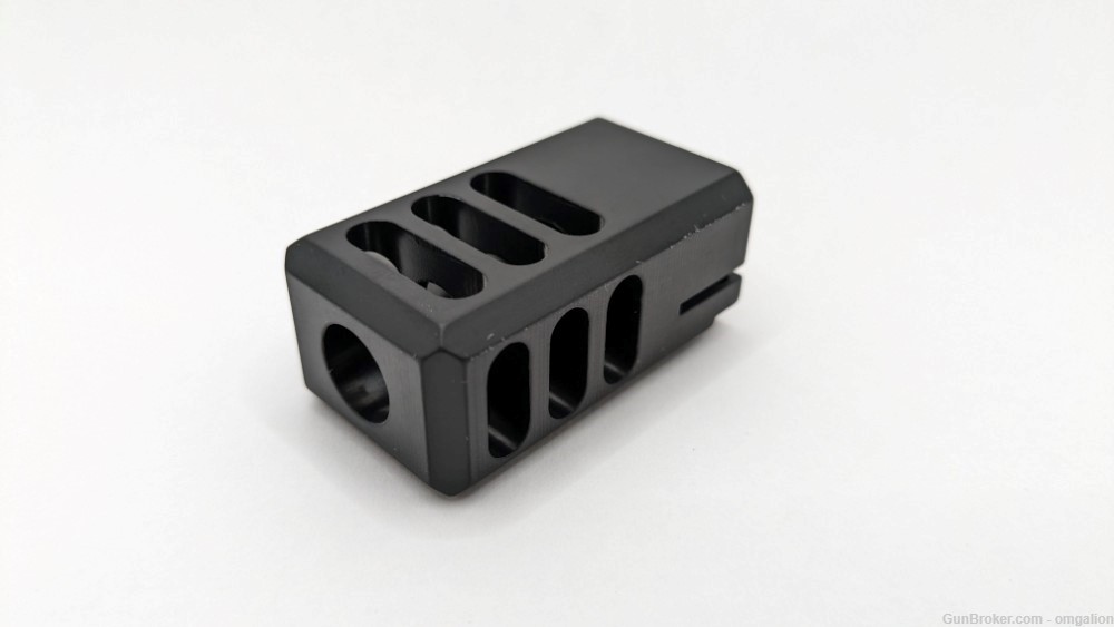 9mm 9-Port 1/2-28 Counterbored Muzzle Brake Compensator Anodize Black-img-0