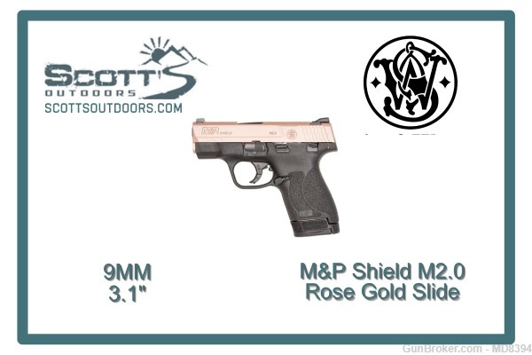 Smith & Wesson MP9 Shield M2.0 9MM w/Rose Gold Slide -img-0