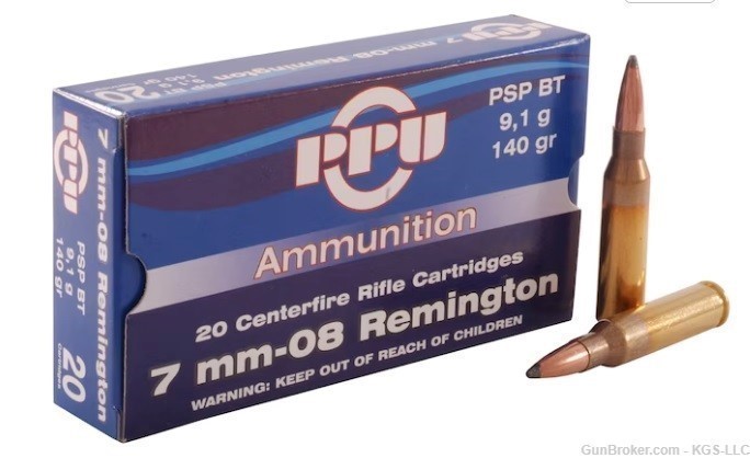 PPU 7MM-08 140GR PSP 100 Rounds-img-0