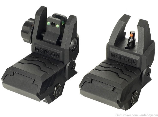 AR-15 Sight Set - Flip-up Front and Rear Sights  Red and Green Fiber Optics-img-2
