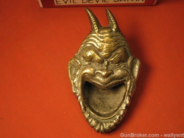 Horned Evil Devil Head Satan Demon Incense Burner Ash Tray  Silver?-img-6