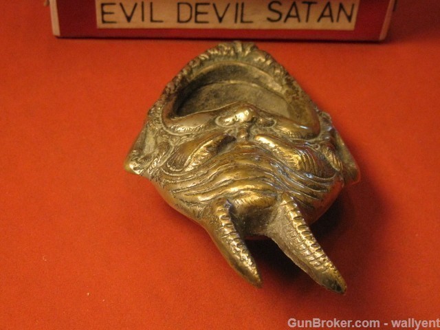 Horned Evil Devil Head Satan Demon Incense Burner Ash Tray  Silver?-img-14
