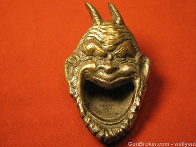 Horned Evil Devil Head Satan Demon Incense Burner Ash Tray  Silver?-img-1