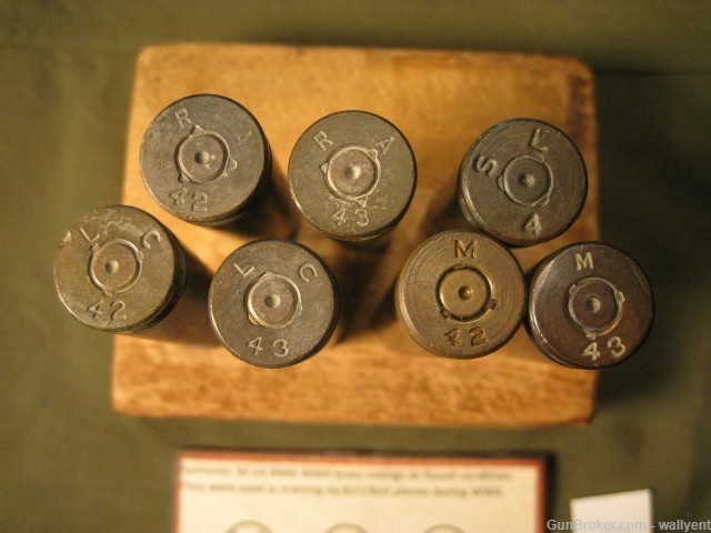 7 WW2 50BMG Brass Casings WWII Different Headstamps 50 Cal BMG B17 B24 #4-img-2