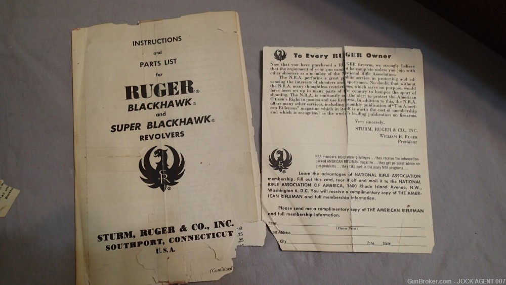 RUGER SUPER BLACKHAWK S47 1959-61 1ST 4000 REVOLVERS MAHOGANY CASE-img-8