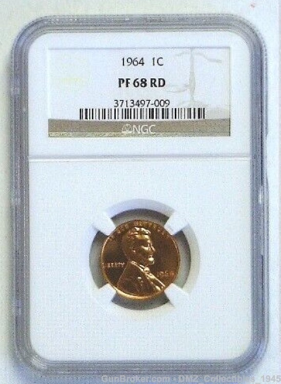 1964 1 Cent Lincoln Bronze Coin Graded-img-0