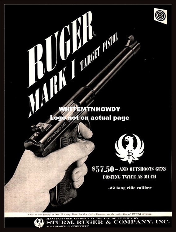 1959 RUGER Mark I Target Pistol PRINT AD>>-img-0