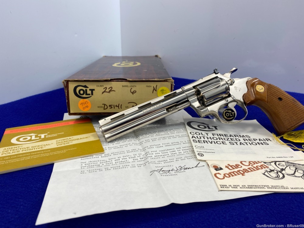 1984 Colt Diamondback .22LR Nickel 6" *RARE & SOUGHT-AFTER/ONLY 2,200 MADE*-img-0