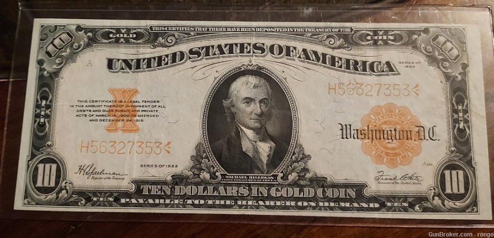 1922 $10 Gold  CERTIFICATE *****GREAT GIFT*******-img-0