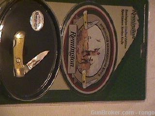 Remington Limited EdiSportsman Series Knife and Tin Set, yellow bone handle-img-1