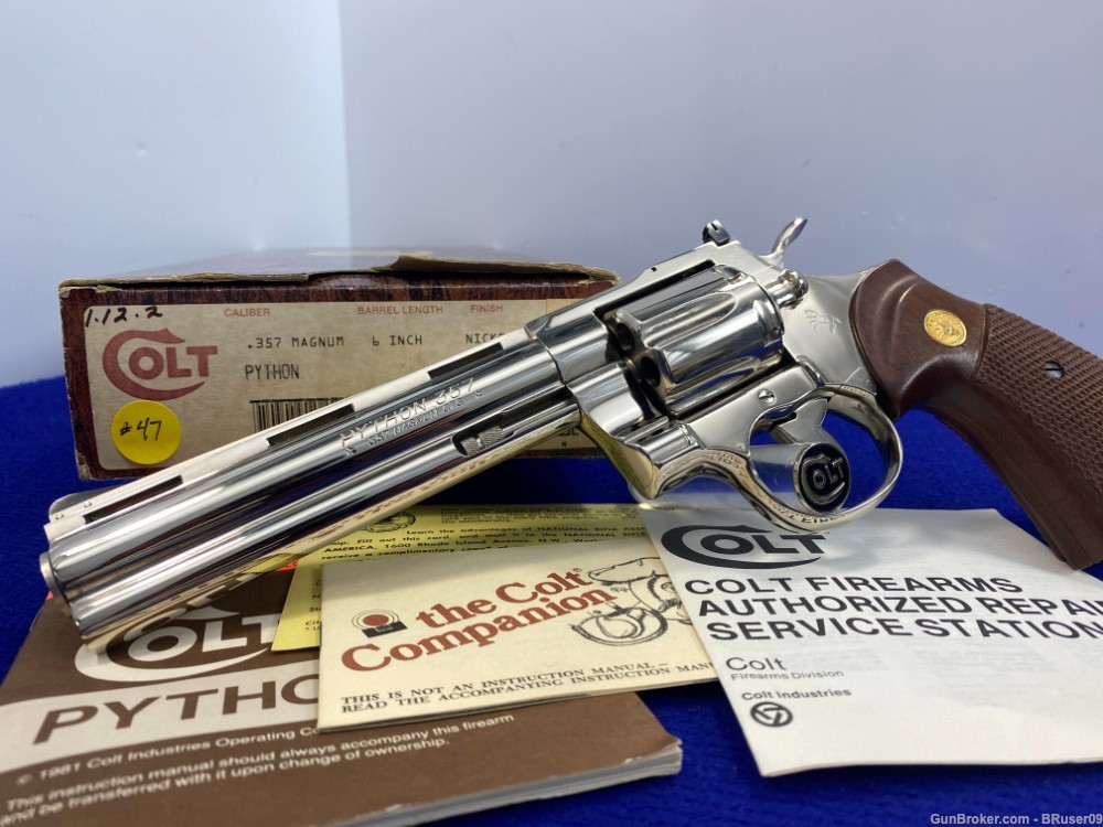 Colt Python .357 Mag 6" -DESIRABLE NICKEL MODEL- Consumer Unfired Example-img-0