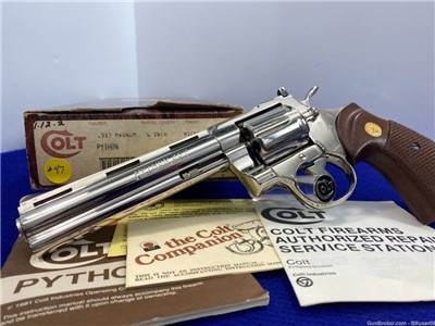 Colt Python .357 Mag 6" -DESIRABLE NICKEL MODEL- Consumer Unfired Example