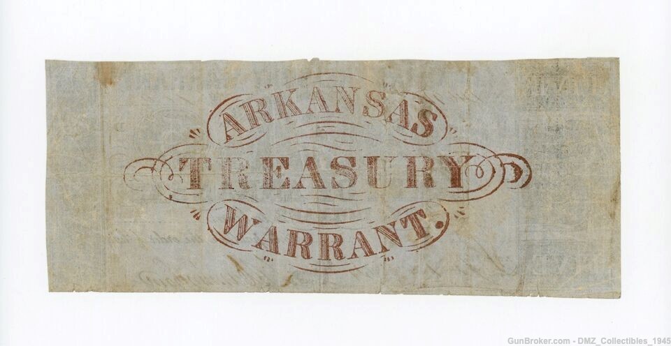Civil War $10 Dollar Arkansas Treasury Warrant Note Graded-img-1